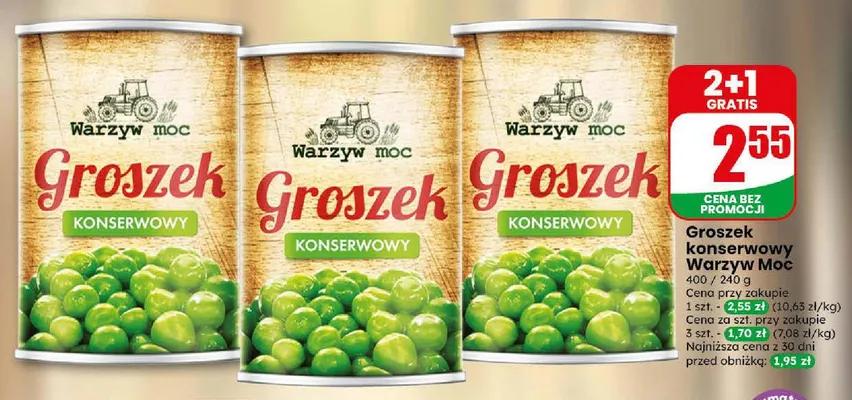 Groszek konserwowy Warzyw Moc promocja w Dino