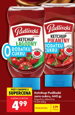 Ketchup Pudliszki zero cukru łagodny promocja w Biedronka