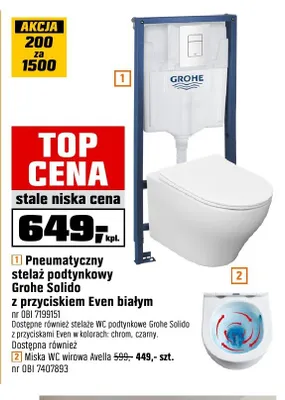 Stelaż podtynkowy Grohe Solido i miska WC Avella promocja w OBI