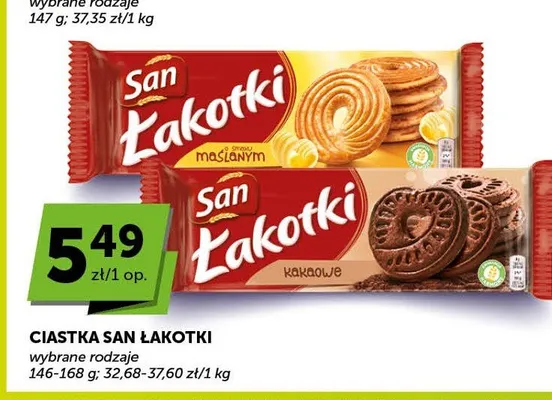 Ciastka San Łakotki maślane promocja w Euro Sklep