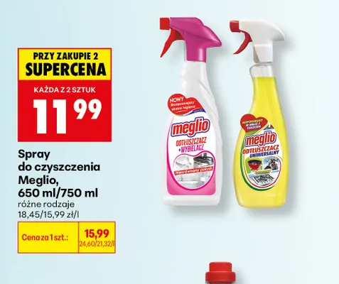 Spray do czyszczenia Meglio odtłuszczacz z wybielaczem promocja w Biedronka