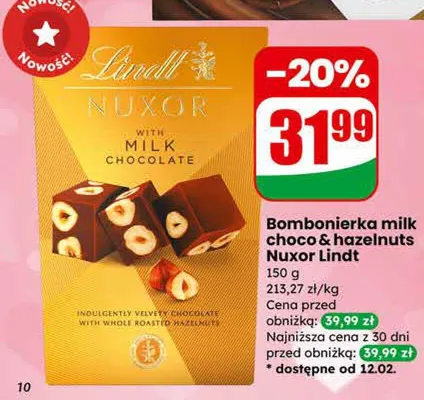 Bombonierka milk choco & hazelnuts Nuxor Lindt promocja w Dino