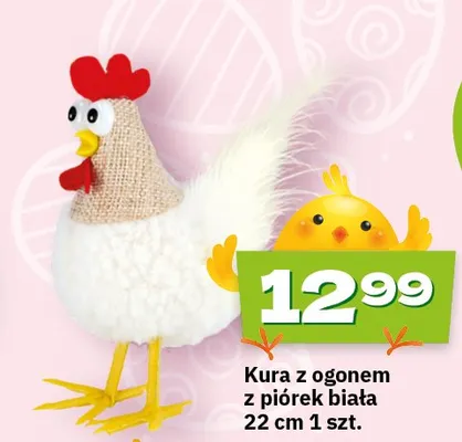 Kura z ogonem z piórек biała promocja w Twój Market