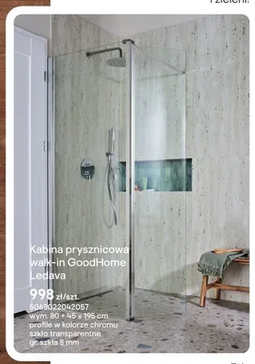 Kabina prysznicowa walk-in GoodHome Ledava promocja w Castorama