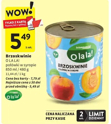 Brzoskwinie połówki w syropie promocja w Intermarche