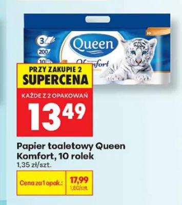 Papier toaletowy Queen Komfort 10-pak promocja w Biedronka
