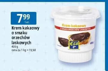 Krem kakaowy o smaku orzechów laskowych Eco+ promocja w Leclerc