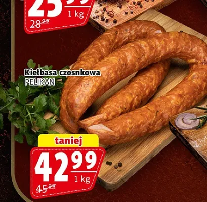 Kiełbasa czosnkowa Pelikan promocja w Prim Market