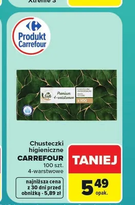 Chusteczki higieniczne Carrefour 100-pak promocja w Carrefour