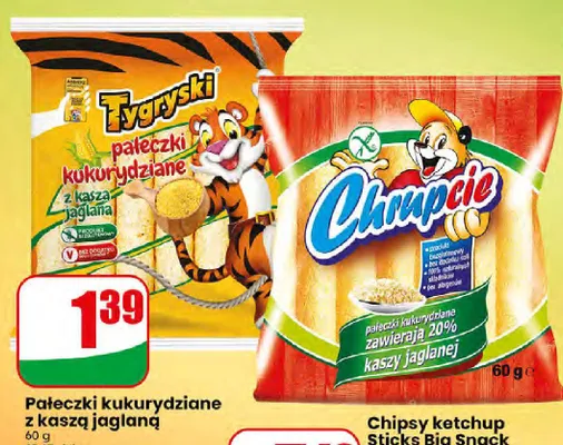 Pałeczki kukurydziane z kaszą jaglaną Chrupcie promocja w Dino