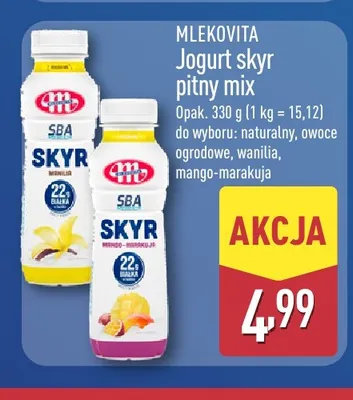 Jogurt skyr pitny owoce ogrodowe Mlekovita promocja w Aldi