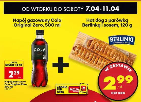 Zestaw: napój gazowany Cola Original Zero promocja w Biedronka