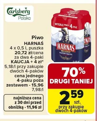 Piwo Harnaś 4-pak 500ml promocja w Carrefour