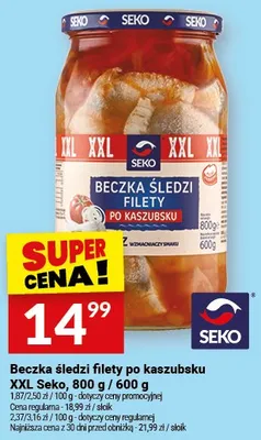 Beczka śledzi filety po kaszubsku XXL Seko promocja w Twój Market