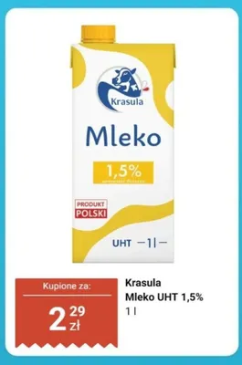 Mleko UHT Krasula 1,5% promocja w Dino