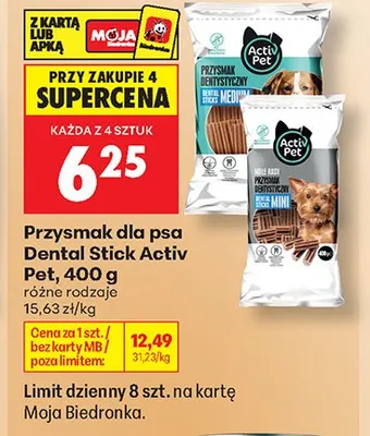 Przysmak dla psa Dental Stick Activ Pet Medium promocja w Biedronka