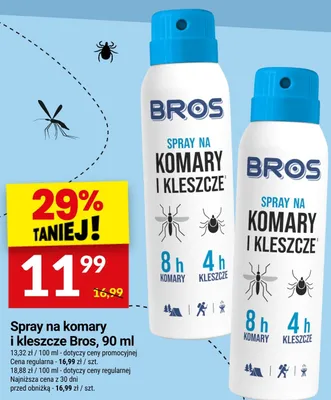Spray na komary i kleszcze Bros promocja w Twój Market