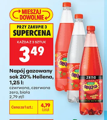 Napój gazowany sok 20% Hellena biała promocja w Biedronka