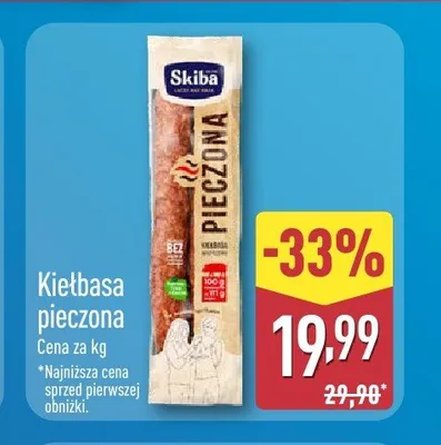 Kiełbasa pieczona Skiba promocja w Aldi