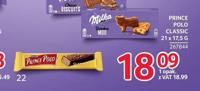 Wafle Prince Polo Classic 21-pak 17,5 g promocja w Selgros