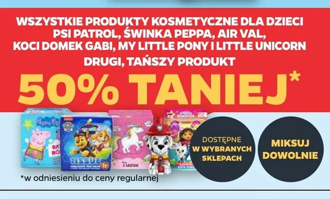 Produkty kosmetyczne dla dzieci Psi Patrol, Świnka Peppa, Air Val, Koci Domek Gabi, My Little Pony i Little Unicorn promocja w Netto