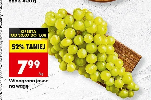 Winogrono jasne na wagę promocja w Biedronka