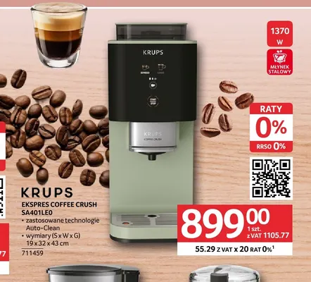 Ekspres Coffee Crush SA401LE0 Krups promocja w Selgros