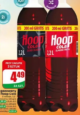 Napój gazowany Hoop Cola Zero Sugar promocja w Dino