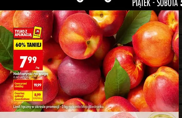Nektarynki na wagę promocja w Biedronka