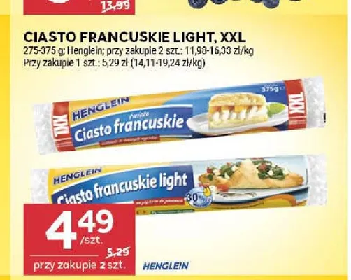 Ciasto francuskie light Henglein promocja w Stokrotka