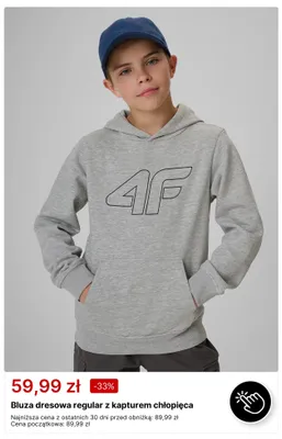 Bluza dresowa regular z kapturem chłopięca 4F promocja w 4F