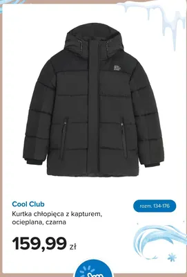 Kurtka chłopięca z kapturem ocieplana czarna Cool Club promocja w Smyk