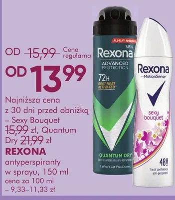 Antyperspiranty REXONA Sexy Bouquet, Quantum antyperspiranty w sprayu promocja w Makro