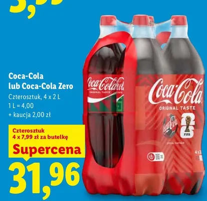 Napój gazowany Coca-Cola Zero 4-pak 2 l promocja w Lidl