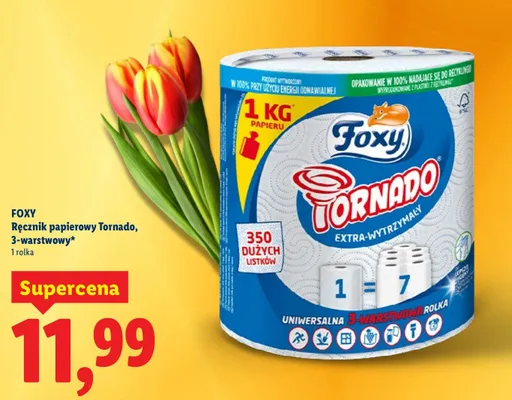 Ręcznik papierowy Tornado, 3-warstwowy promocja w Lidl