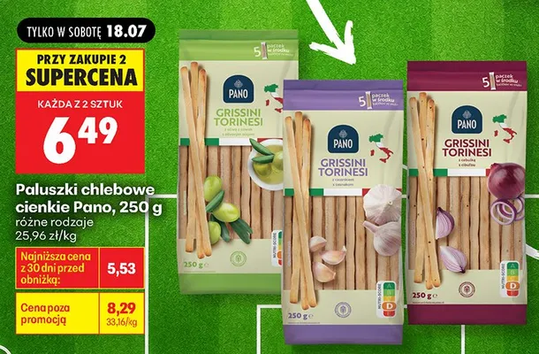 Paluszki chlebowe cienkie Grissini Torinesi Pano z cebulą promocja w Biedronka