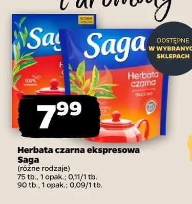 Herbata czarna ekspresowa Saga promocja w Netto