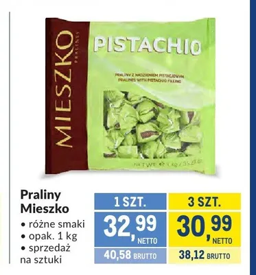 Praliny Mieszko Pistachio promocja w Makro
