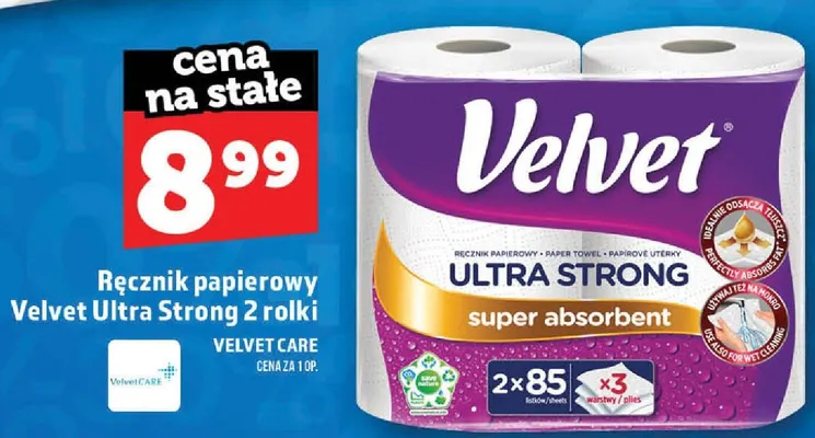 Ręcznik papierowy Velvet Ultra Strong 2-pak promocja w TOPAZ