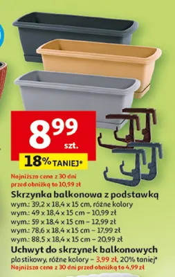 Skrzynka balkonowa z podstawką 39,2x18,4x15cm promocja w Auchan