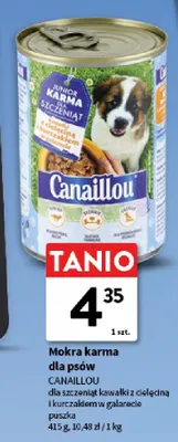 Mokra karma dla psów Canaillou dla szczeniąt kawałki z cielęciną i kurczakiem w galarecie promocja w Intermarche