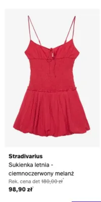 Sukienka letnia Stradivarius ciemnoczerwony melanż promocja w Lounge by Zalando