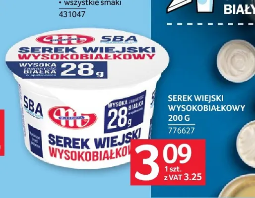 Serek wiejski wysokobiałkowy SBA Mlekovita promocja w Selgros