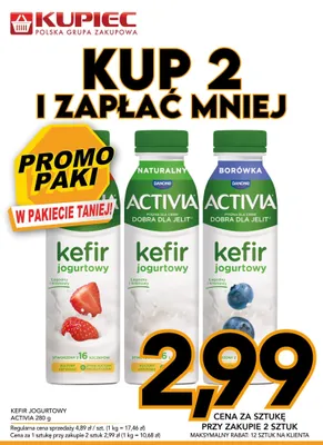 Kefir jogurtowy Activia borówka promocja w Kupiec