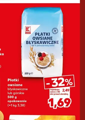 Płatki owsiane górskie K-Classic promocja w Kaufland
