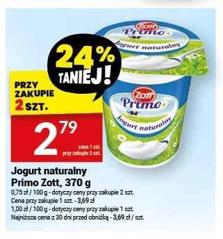 Jogurt naturalny Primo Zott promocja w Twój Market