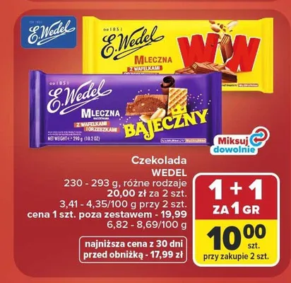 Czekolada mleczna z wafelkami WW E.Wedel promocja w Carrefour Market