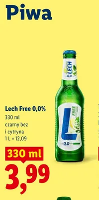 Piwo bezalkoholowe Lech czarny bez i cytryna promocja w Lidl