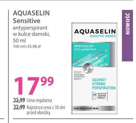 Antyperspirant w kulce damski Aquaselin Sensitive promocja w Hebe