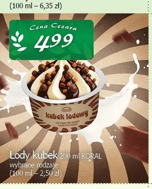 Lody kubek Koral promocja w CEZAR Delikatesy